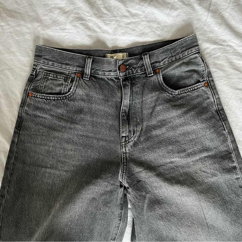 Madewell Super Wide Leg Jeans Charcoal Black Size 28 - Picture 3 of 6